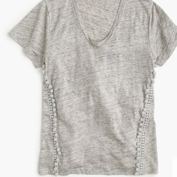 J. Crew Tops - NEW J. Crew Pom Pom Trim Detail Short-Sleeve Shirt